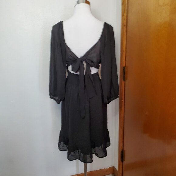 Women's Dokotoo Black Dress Lantern Sleeve Tie Backless 2X Whimsigoth Witchy - Picture 4 of 8